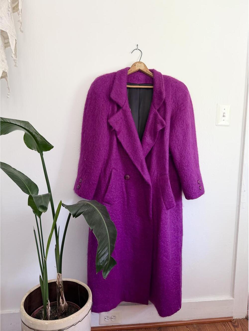 60s Magenta Mohair Trench Coat